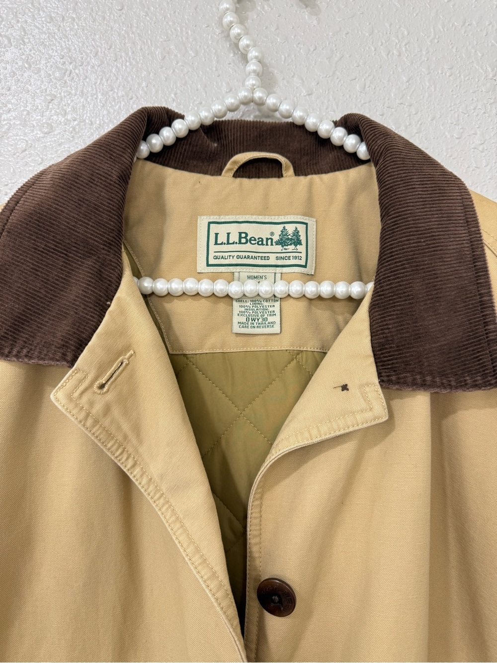 L.L.Bean Barn Coat Womens 1X Corduroy Collar Quilted Lined Thinsulate - Picture 2 of 11